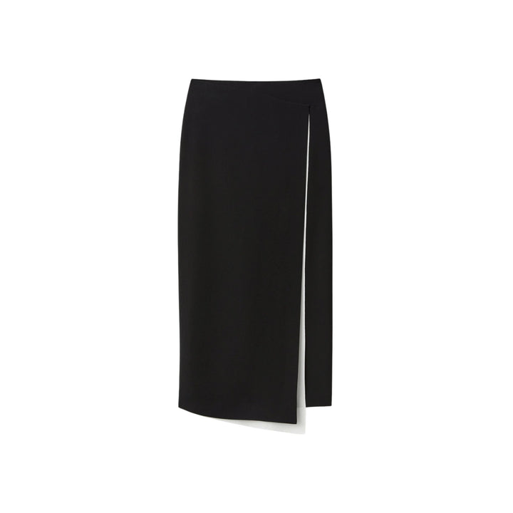 A Line Asymmetrical Skirt With Contrast Detail in Black