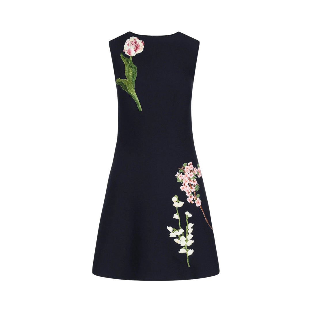 A Line Dress With Embroidery in Navy