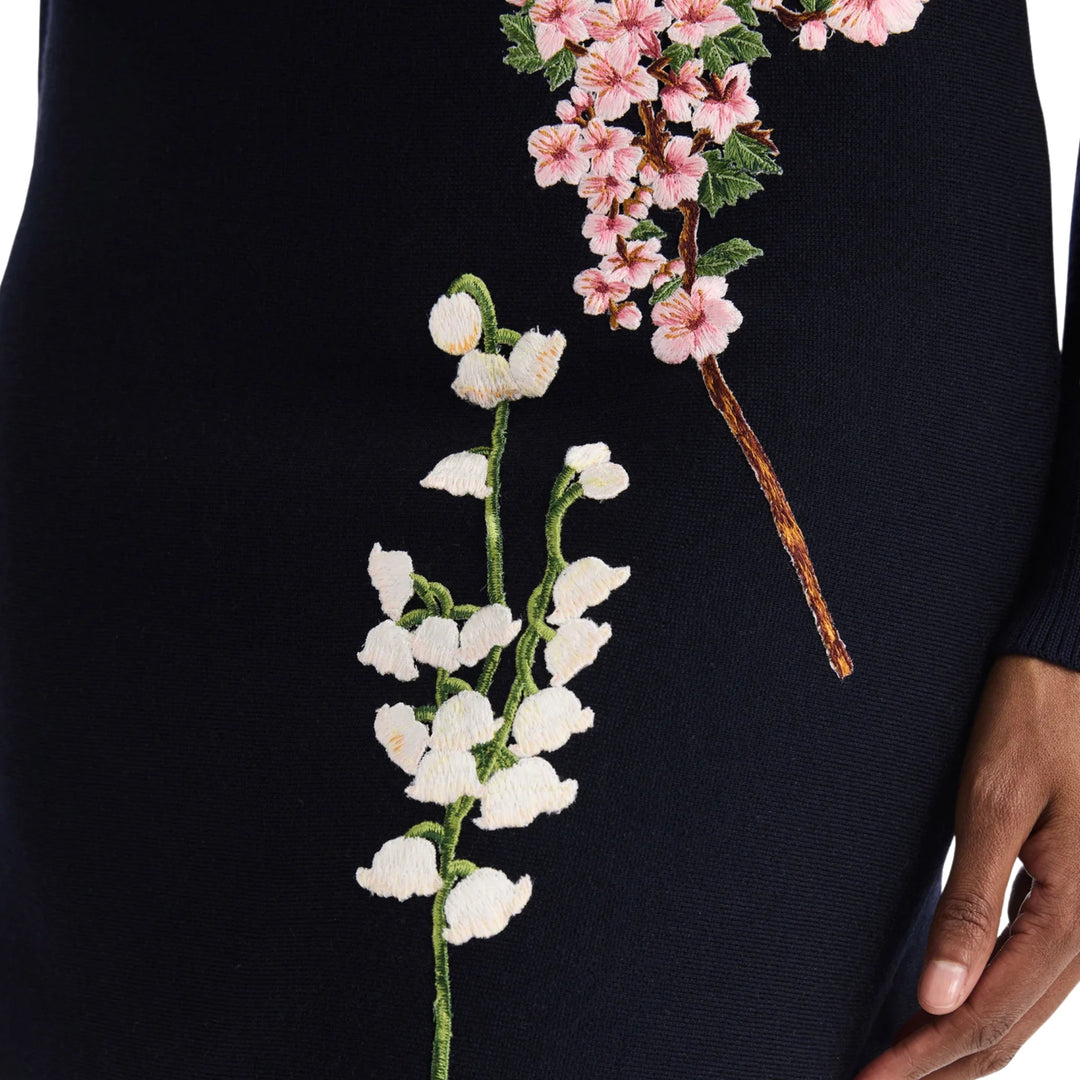 A Line Dress With Embroidery in Navy