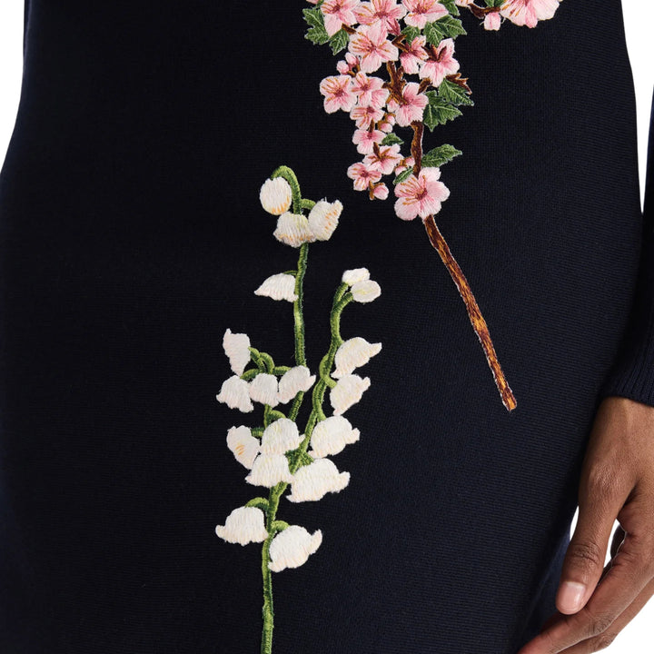 A Line Dress With Embroidery in Navy