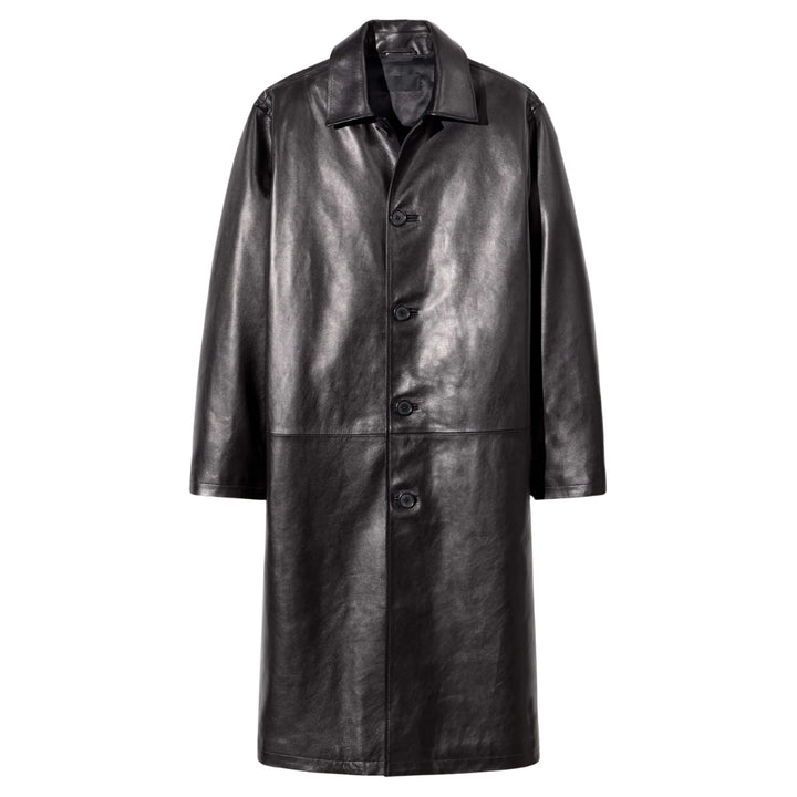 Abel Leather Coat in Black