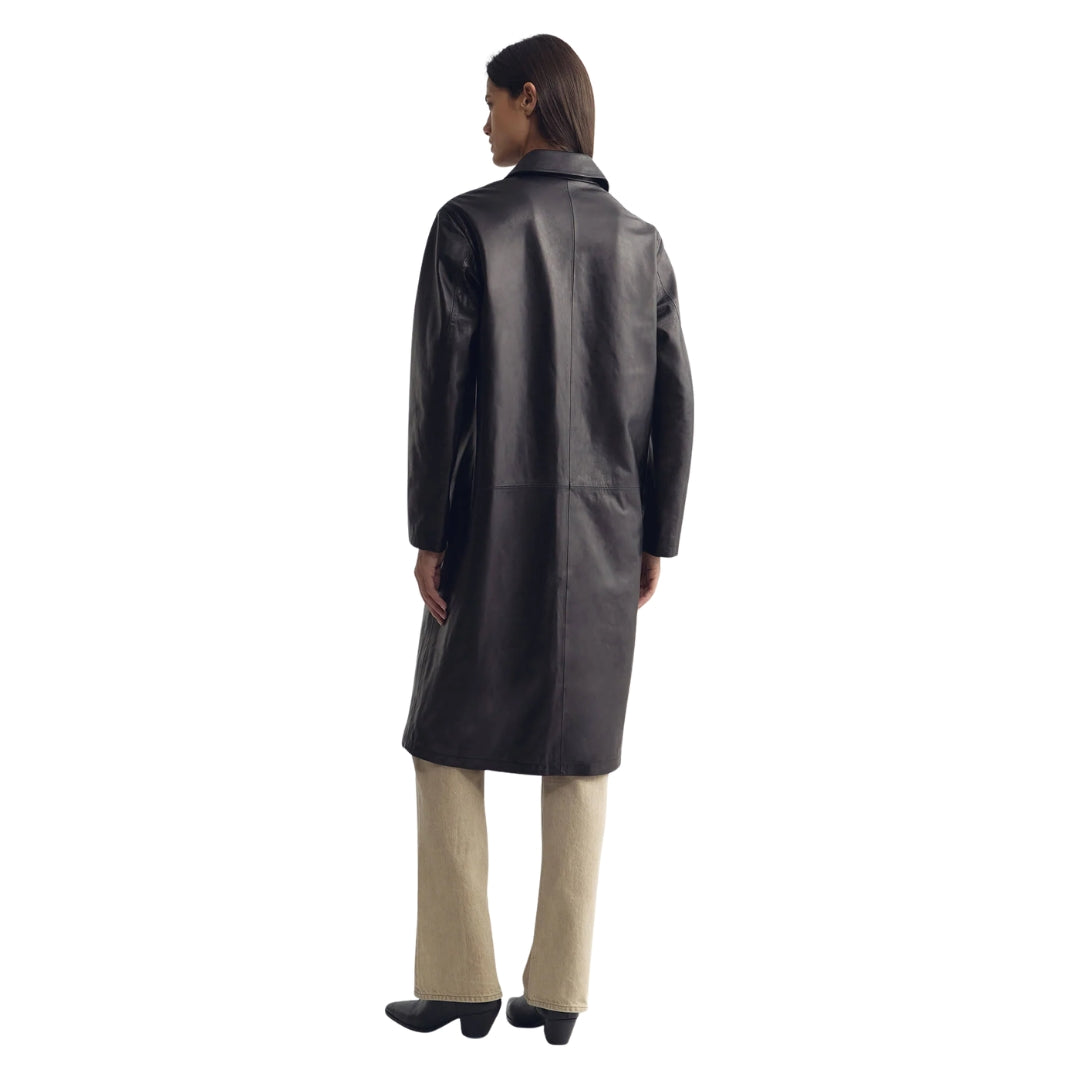 Abel Leather Coat in Black
