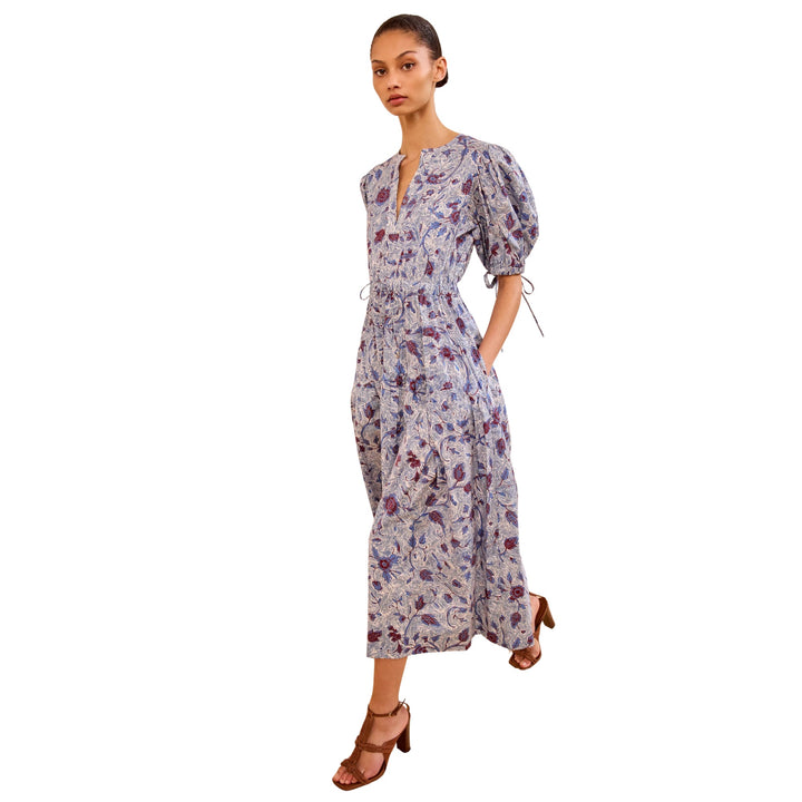 Adriana Short Sleeves Cotton Dress in Gardenia