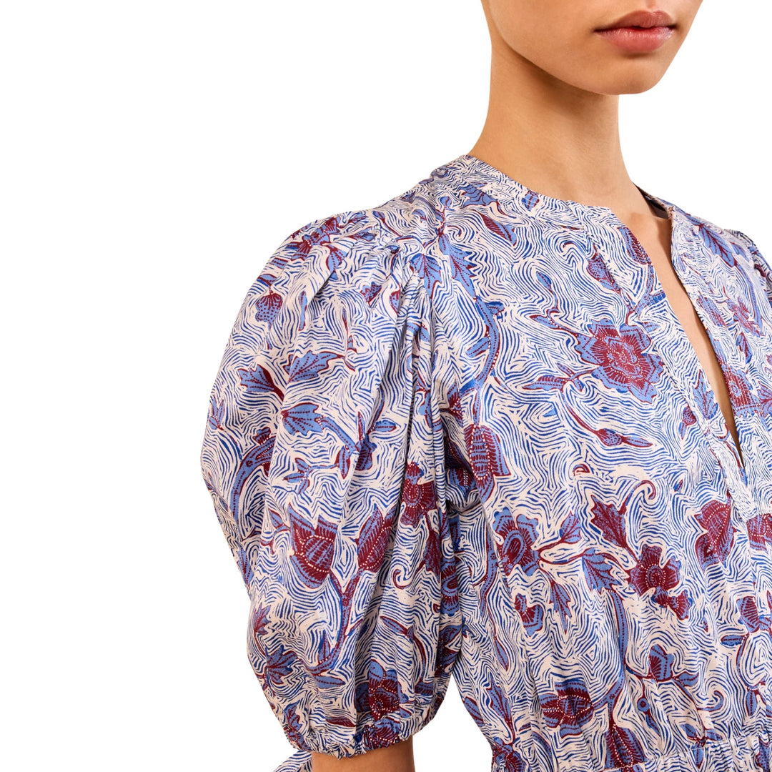 Adriana Short Sleeves Cotton Dress in Gardenia