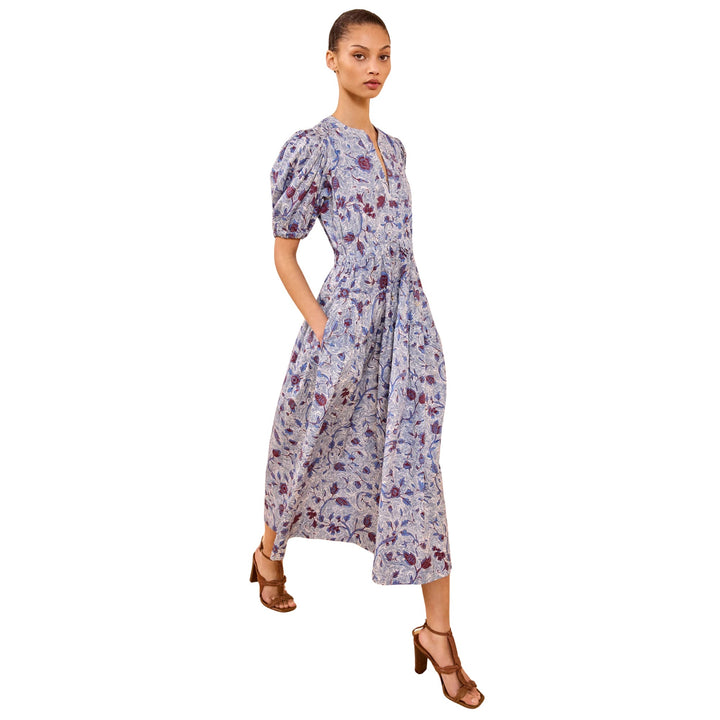 Adriana Short Sleeves Cotton Dress in Gardenia