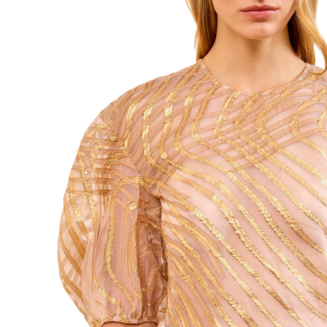Akami Short Sleeve Top With Lurex in Nautillis