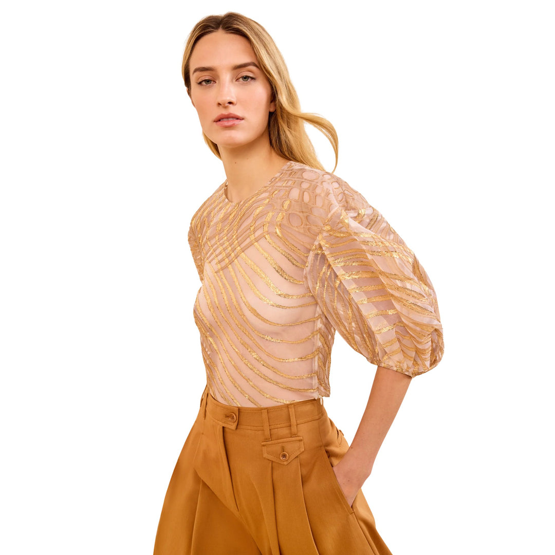 Akami Short Sleeve Top With Lurex in Nautillis