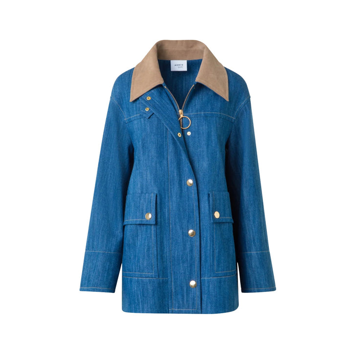 Oversized Cotton Stretch Denim Parka