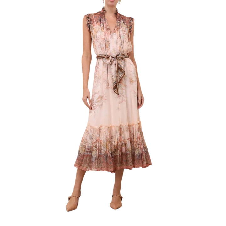 Alchemy Flutter Dress in Pink Paisley