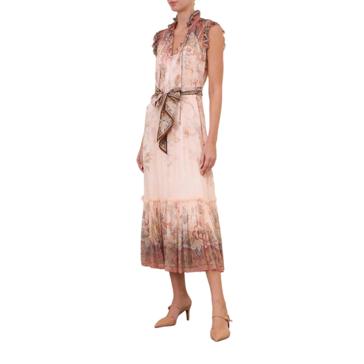 Alchemy Flutter Dress in Pink Paisley