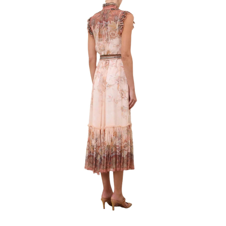 Alchemy Flutter Dress in Pink Paisley