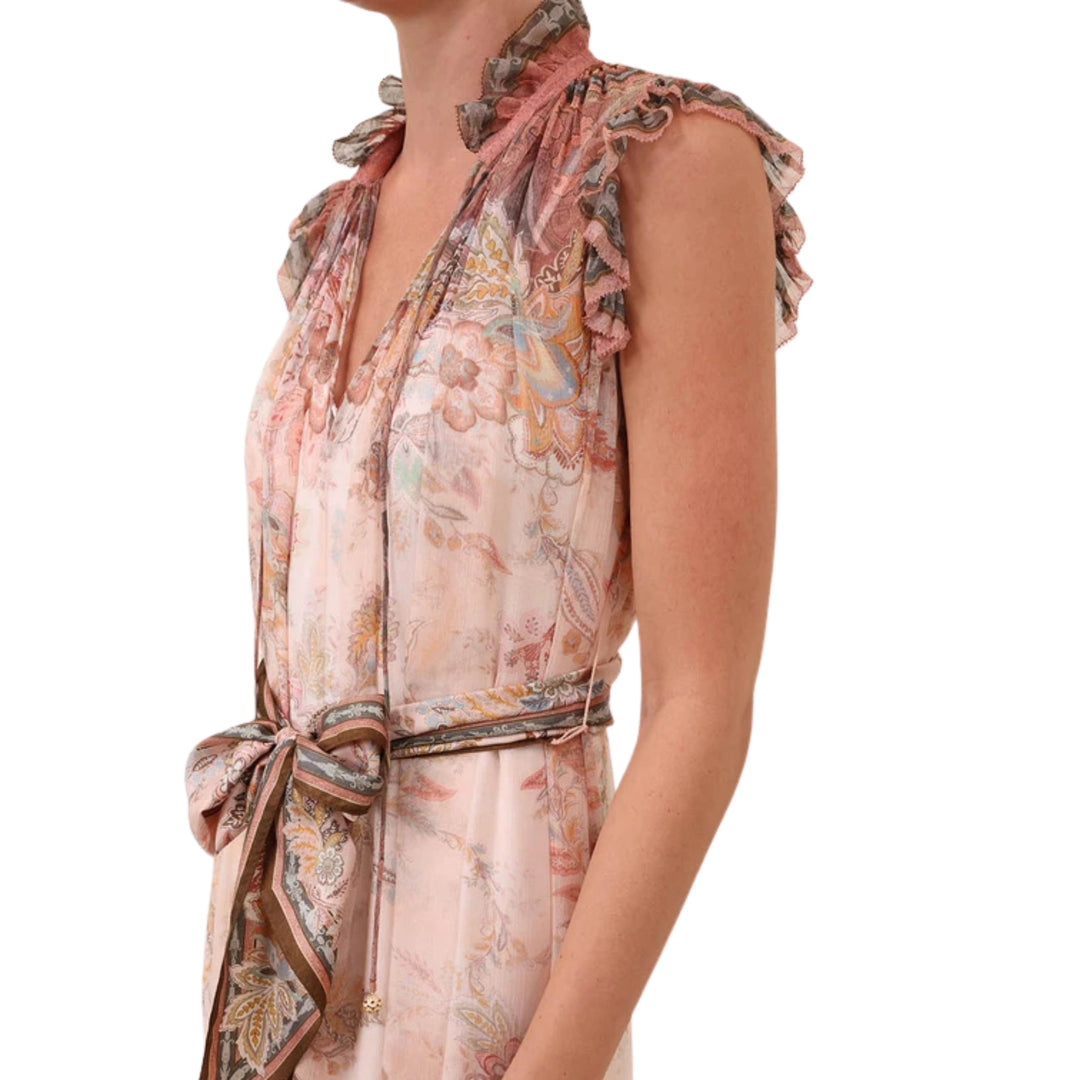 Alchemy Flutter Dress in Pink Paisley