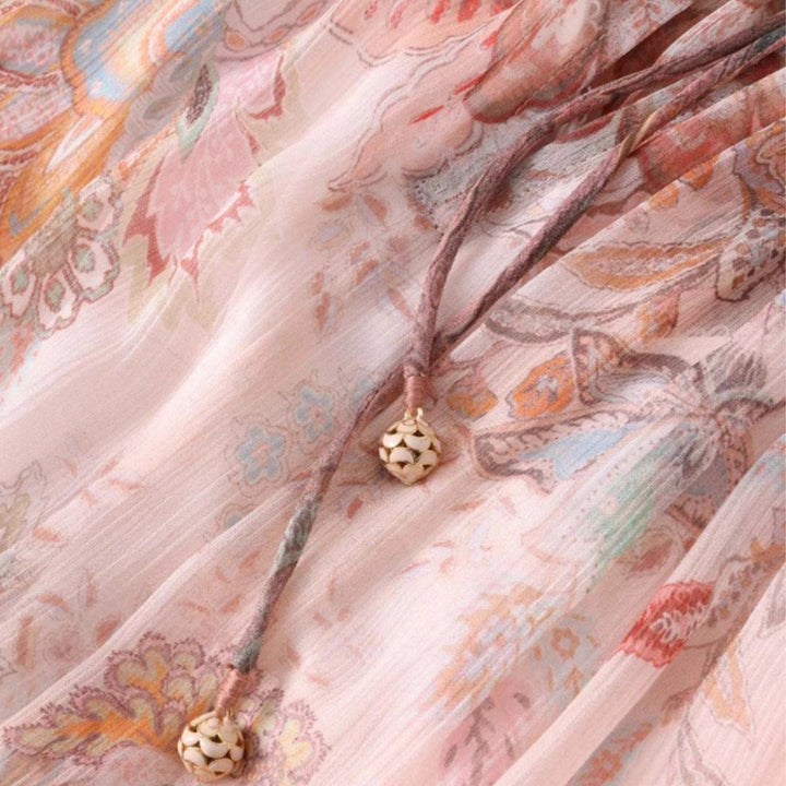 Alchemy Flutter Dress in Pink Paisley