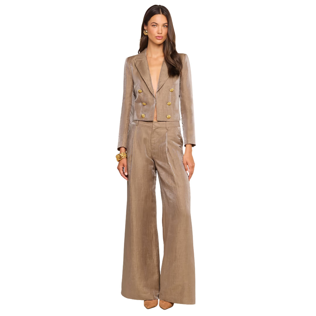 Allanah Mid Rise Trouser in Latte/Gold