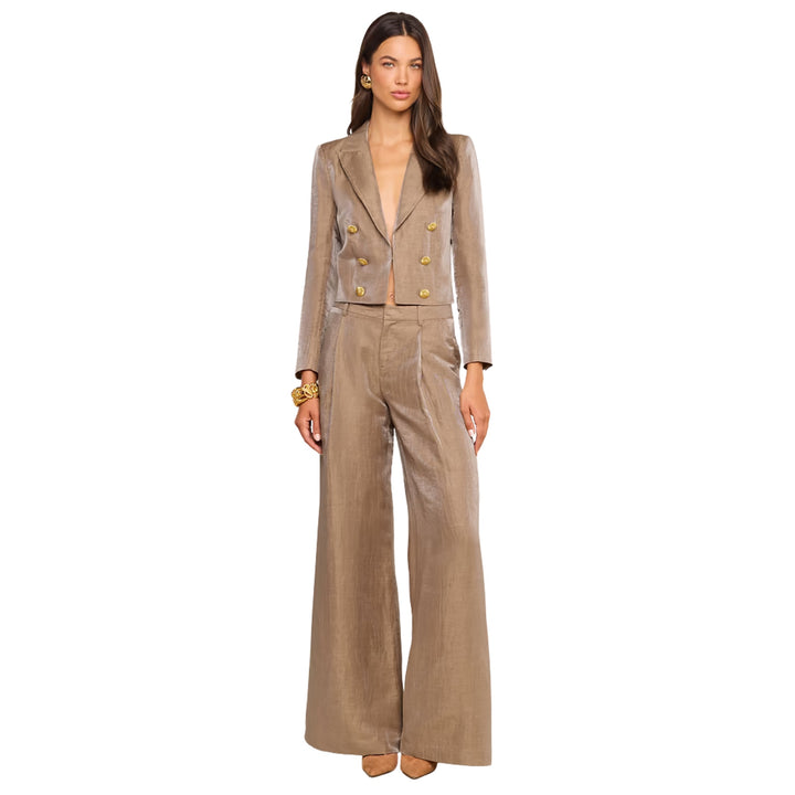 Allanah Mid Rise Trouser in Latte/Gold
