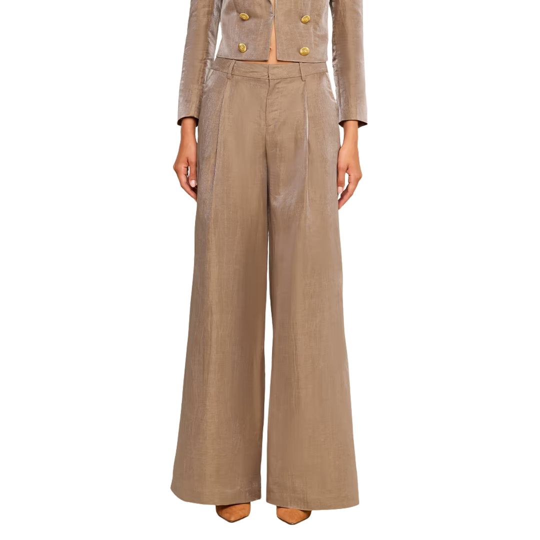 Allanah Mid Rise Trouser in Latte/Gold