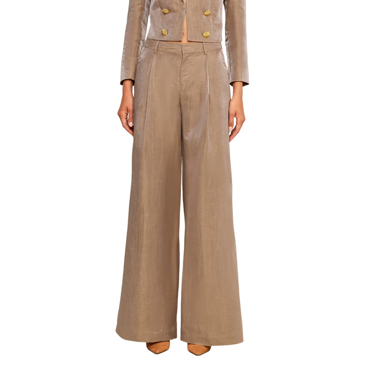Allanah Mid Rise Trouser in Latte/Gold