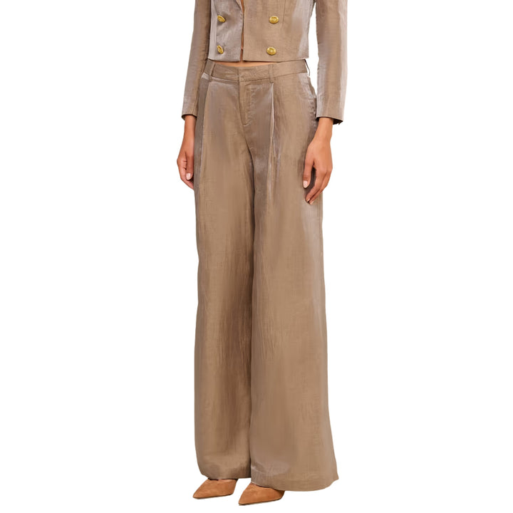 Allanah Mid Rise Trouser in Latte/Gold