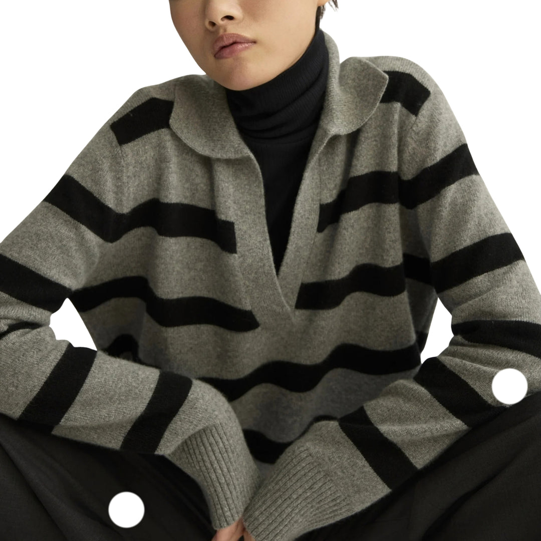 Allen Sweater in Heather Grey Stripe