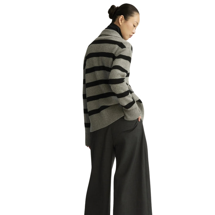 Allen Sweater in Heather Grey Stripe