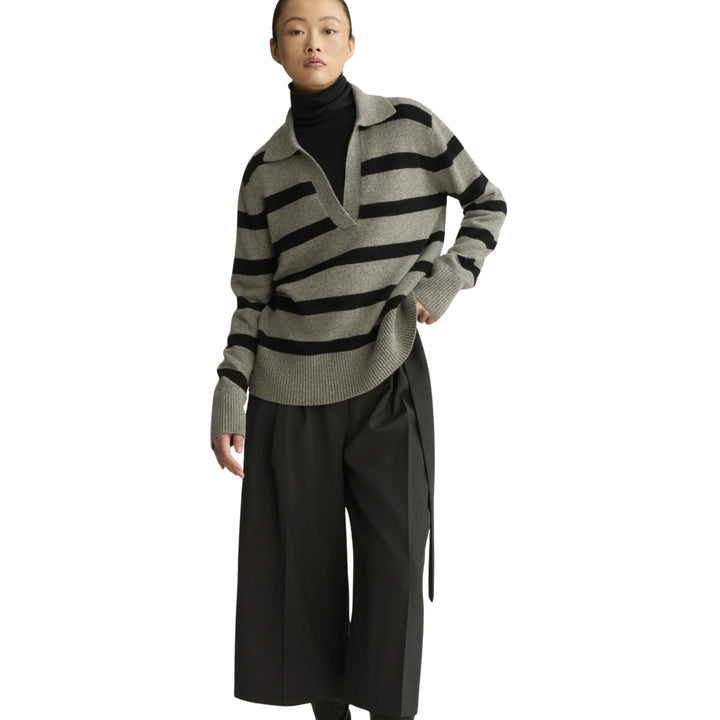 Allen Sweater in Heather Grey Stripe