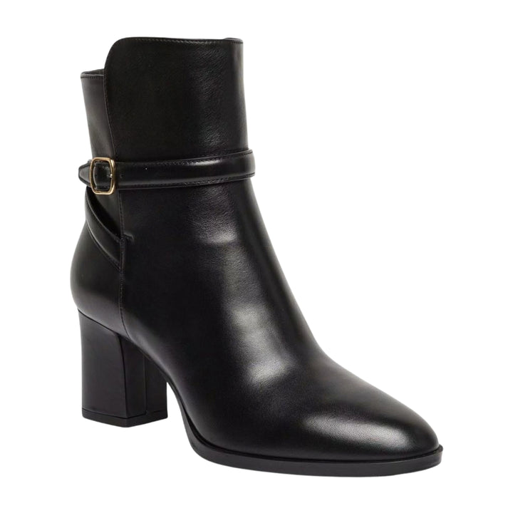 Andy Leather Mid Heel Ankle Boot in Black