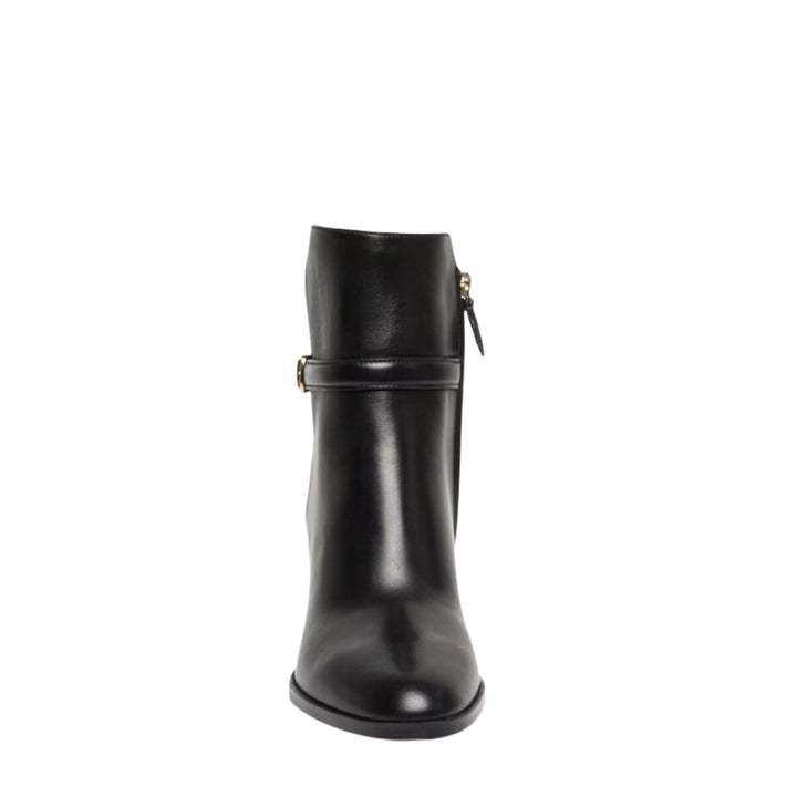Andy Leather Mid Heel Ankle Boot in Black