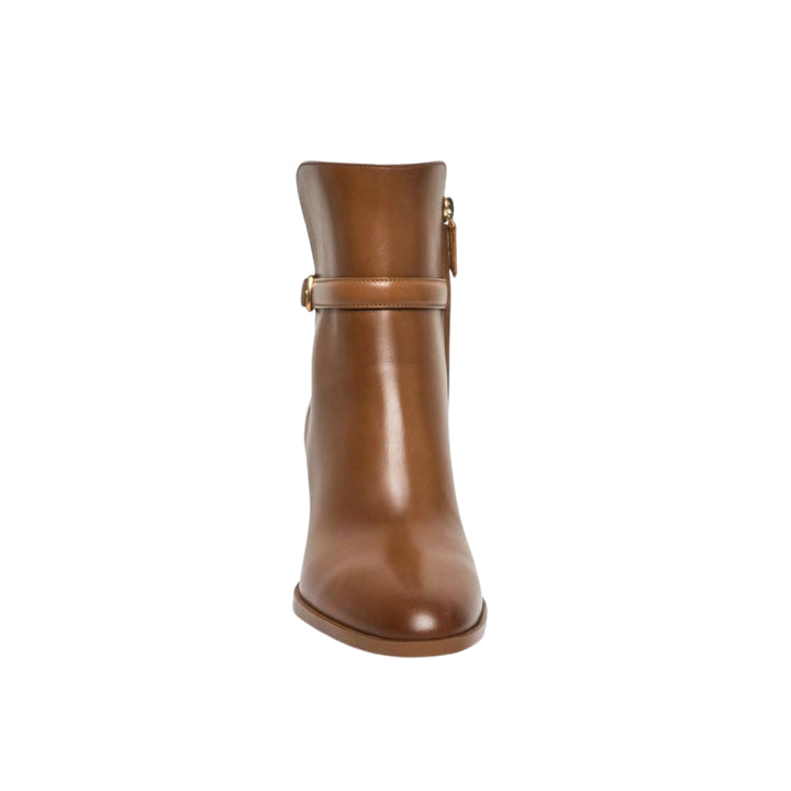 Andy Leather Mid Heel Ankle Boot in Tan