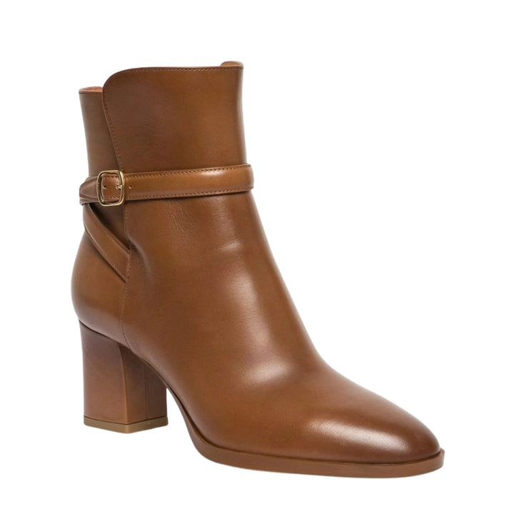 Andy Leather Mid Heel Ankle Boot in Tan