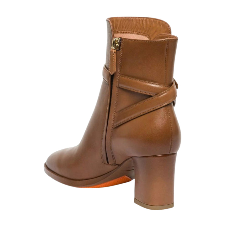 Andy Leather Mid Heel Ankle Boot in Tan