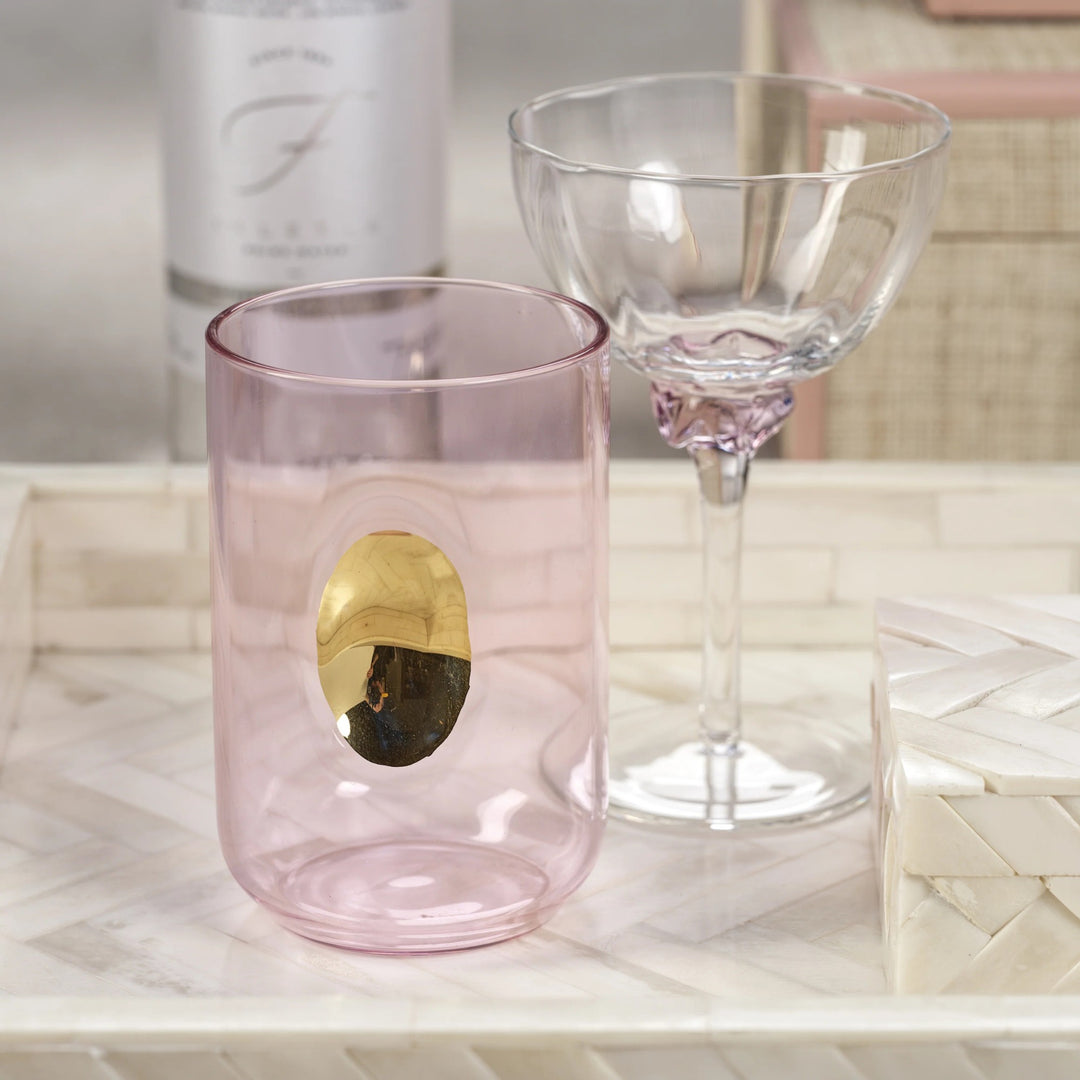 Aperitivio Tumbler with Gold Accent - Peony Pink