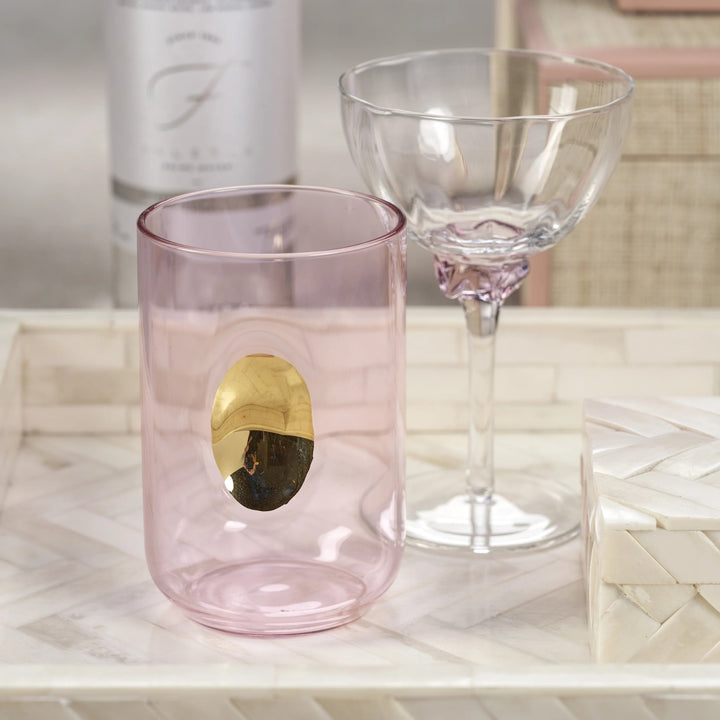 Aperitivio Tumbler with Gold Accent - Peony Pink