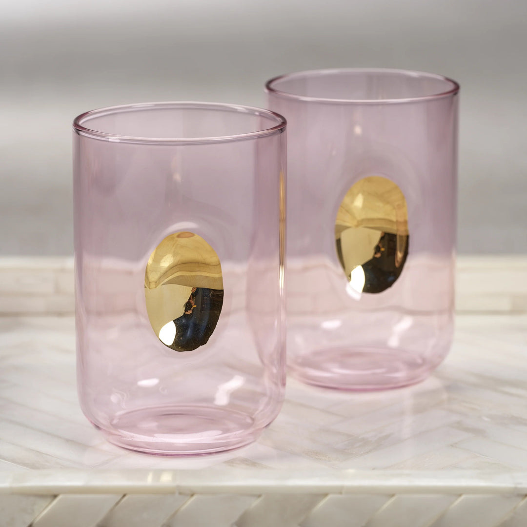 Aperitivio Tumbler with Gold Accent - Peony Pink
