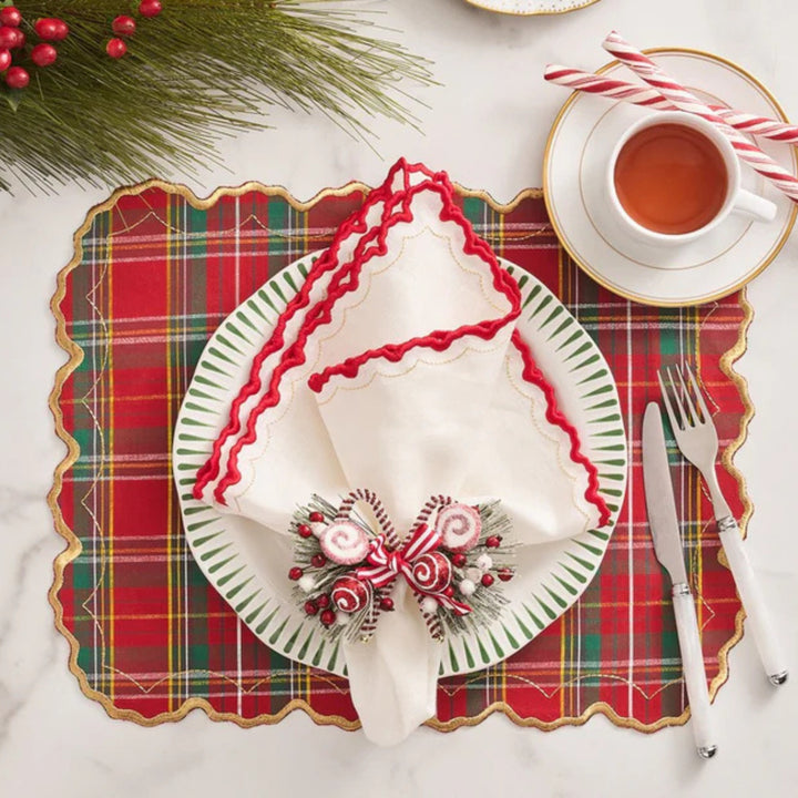 Arches Napkin - White/Red