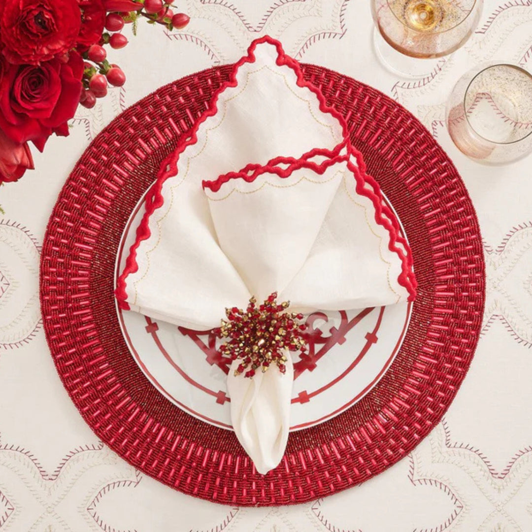 Arches Napkin - White/Red