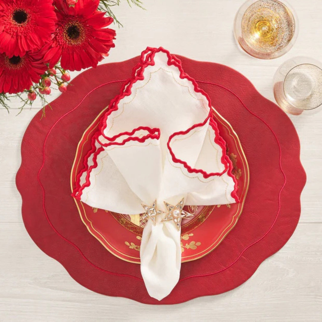 Arches Napkin - White/Red