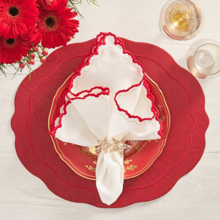 Arches Napkin - White/Red
