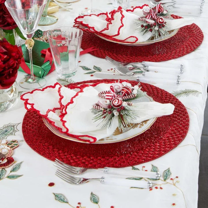 Arches Napkin - White/Red
