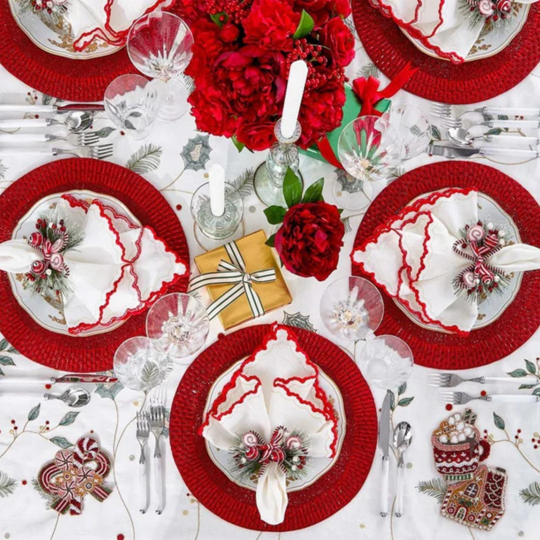Arches Napkin - White/Red