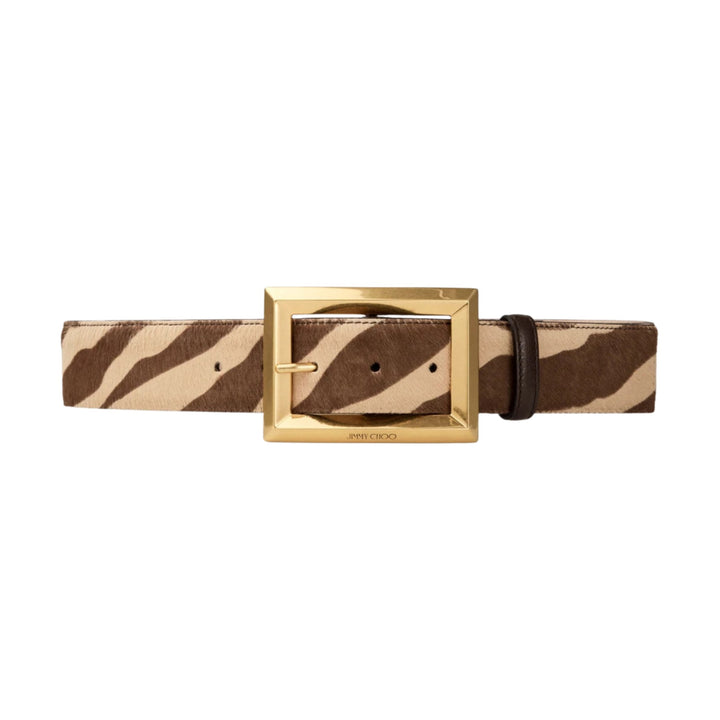 Arlie Leopard Print Pony Belt - NATURAL/GOLD - 080