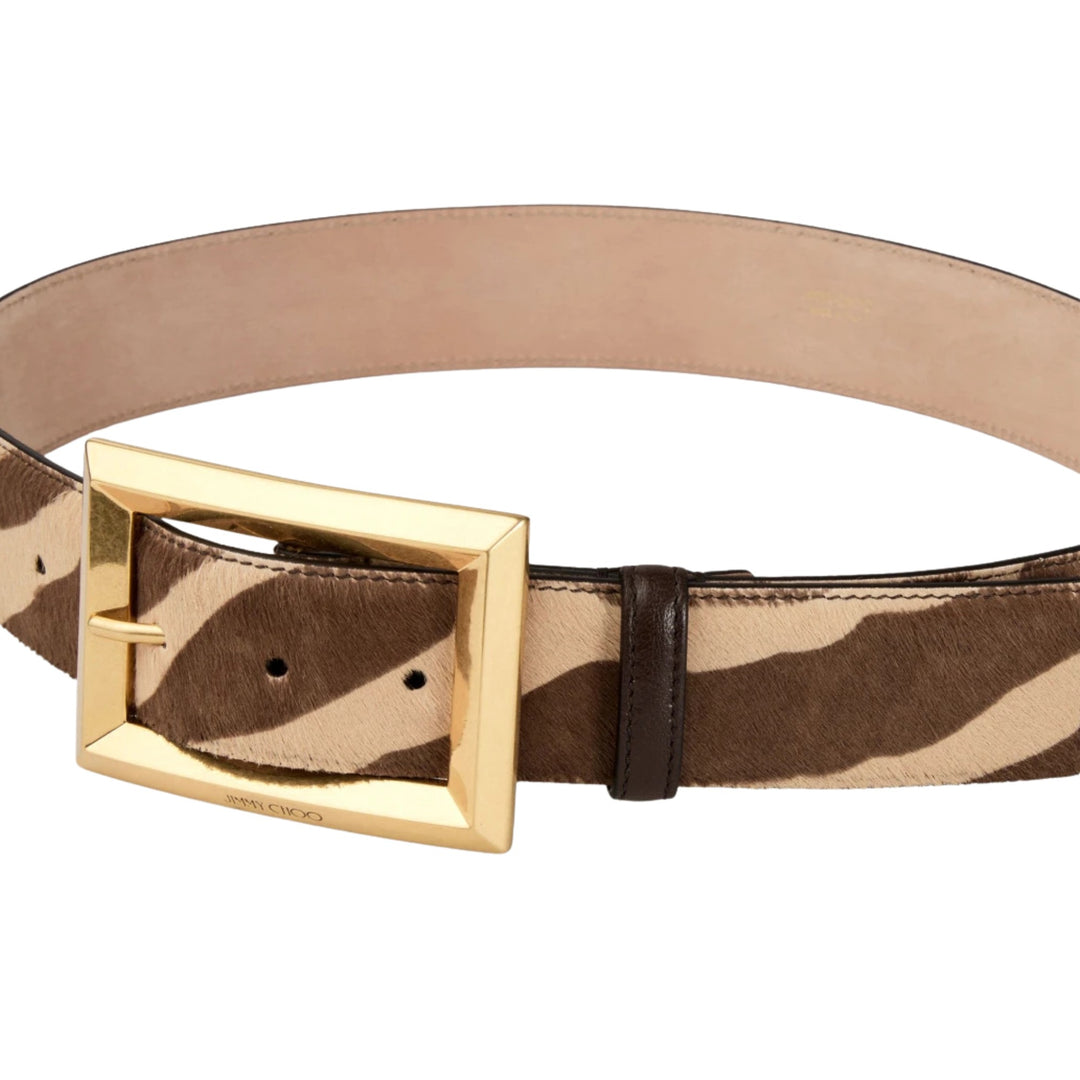Arlie Leopard Print Pony Belt - NATURAL/GOLD - 080