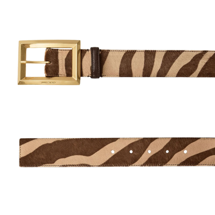 Arlie Leopard Print Pony Belt - NATURAL/GOLD - 080