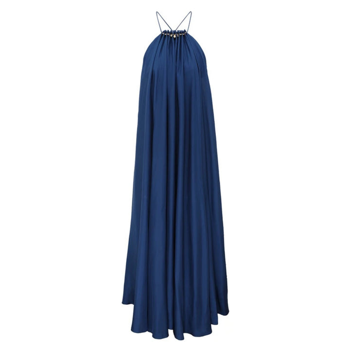 Aster Gathered Bead Maxi Dress in Dark Cobalt