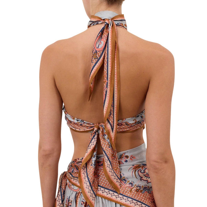 Aster Scarf Bodice in Blue Paisley Floral