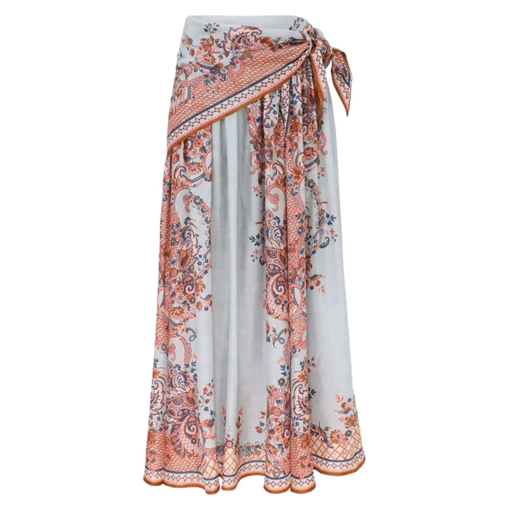 Aster Scarf Midi Skirt in Blue Paisley Floral