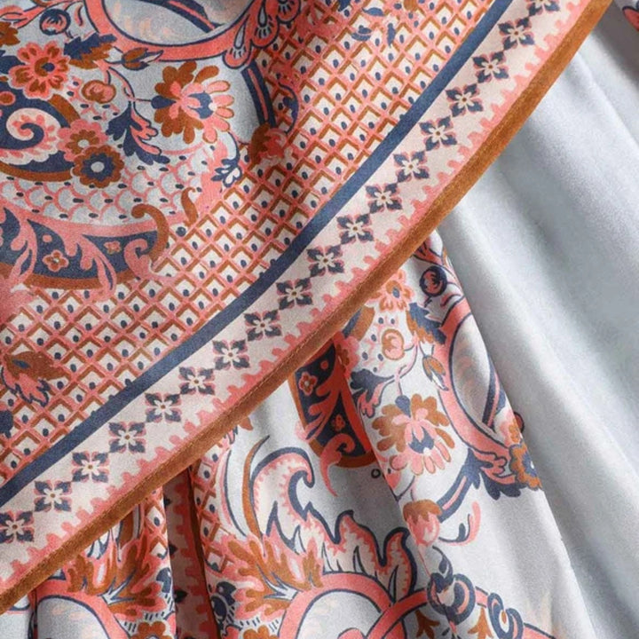 Aster Scarf Midi Skirt in Blue Paisley Floral