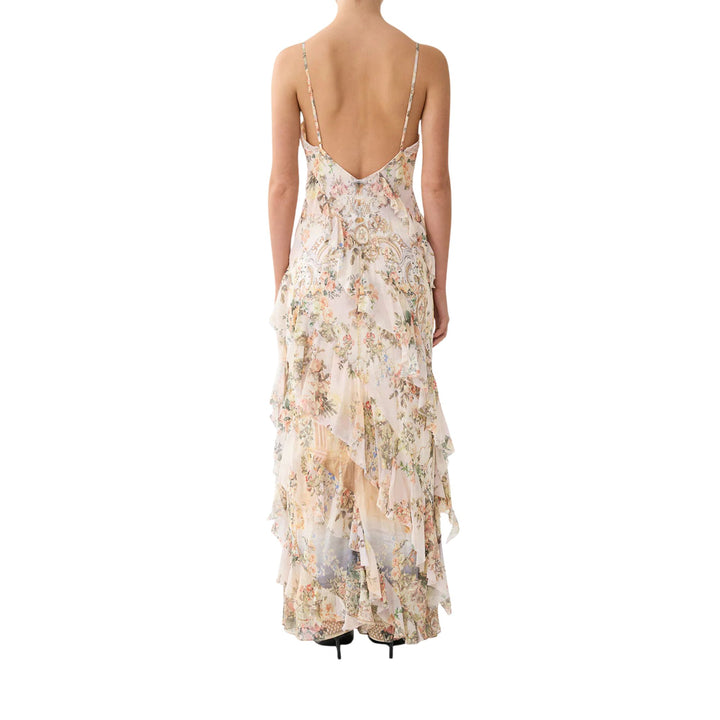 Asymmetrical Ruffle Slip Dress