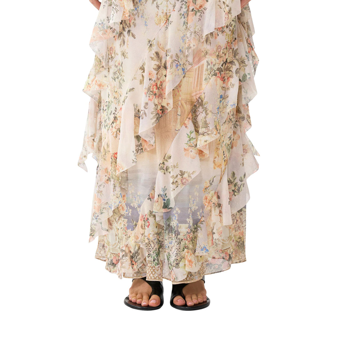 Asymmetrical Ruffle Slip Dress