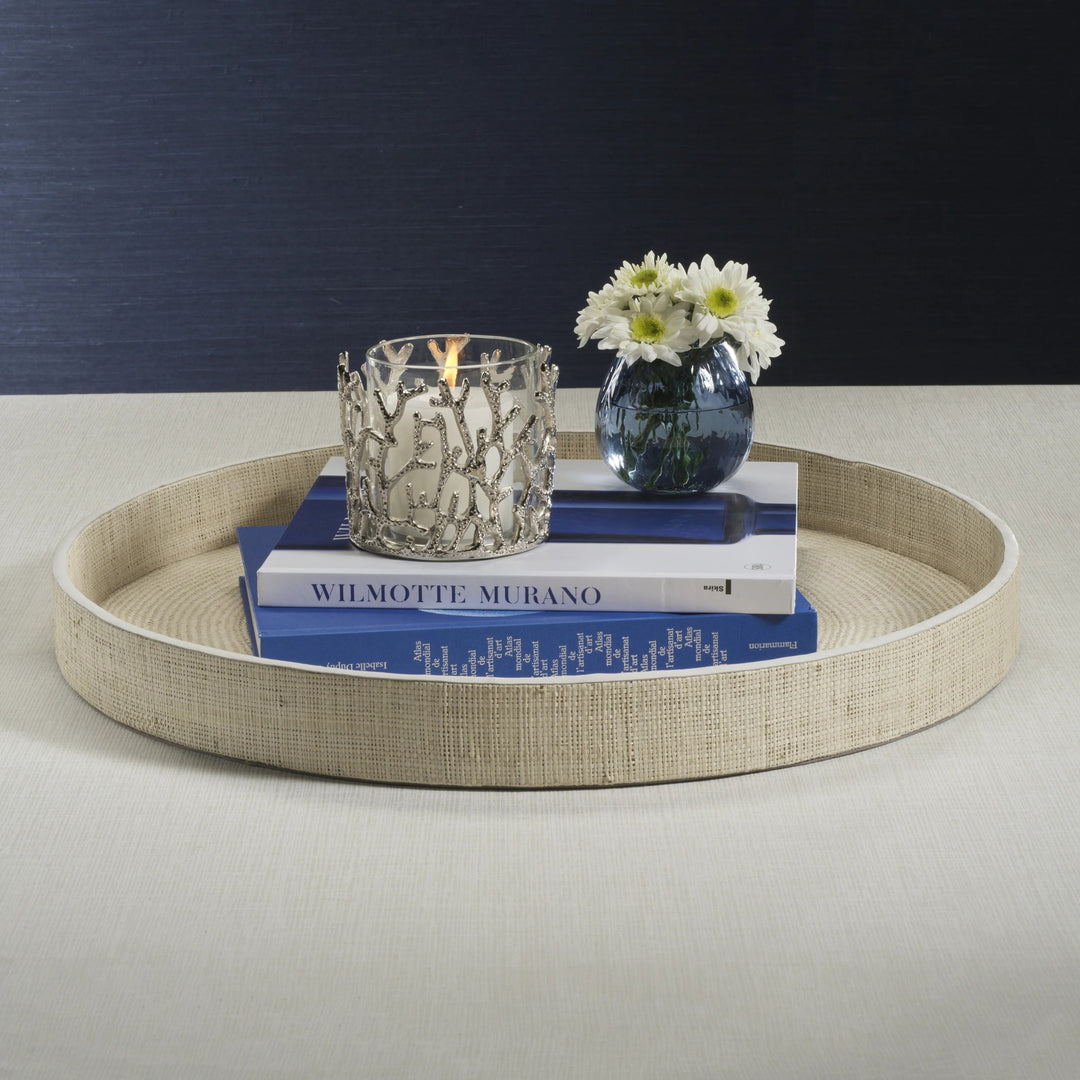 Atelier Natural Fiber Raffia Round Serving Tray