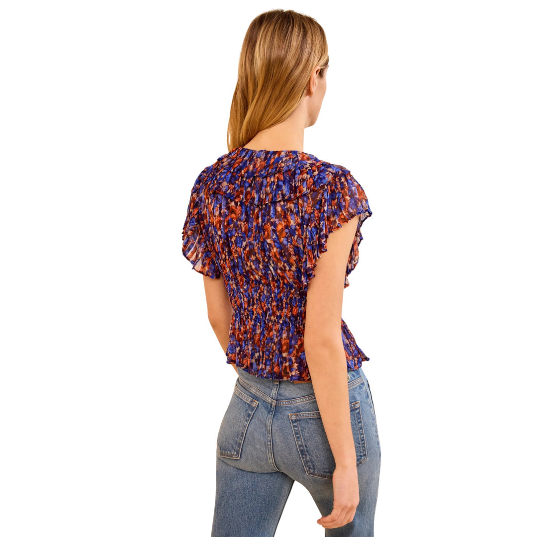 Athene Short Sleeve Silk Top in Violet